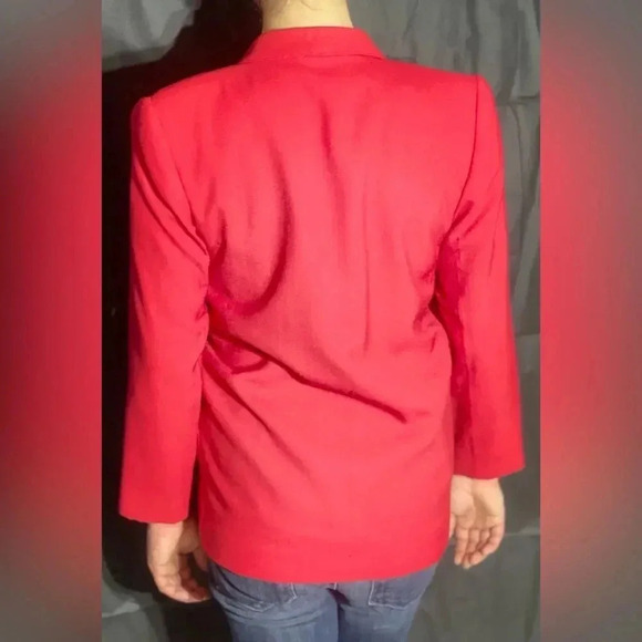 Ira Joyce Vintage 80s Red Retro Single Button Blazer - Picture 5 of 7